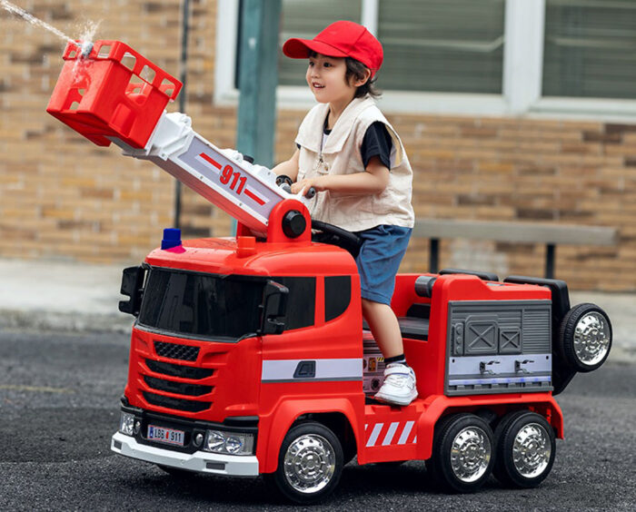 Kids Fire Truck with Parents Stand - Image 2