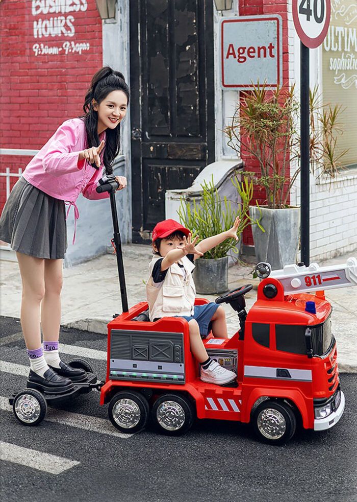 Kids Fire Truck with Parents Stand - Image 4