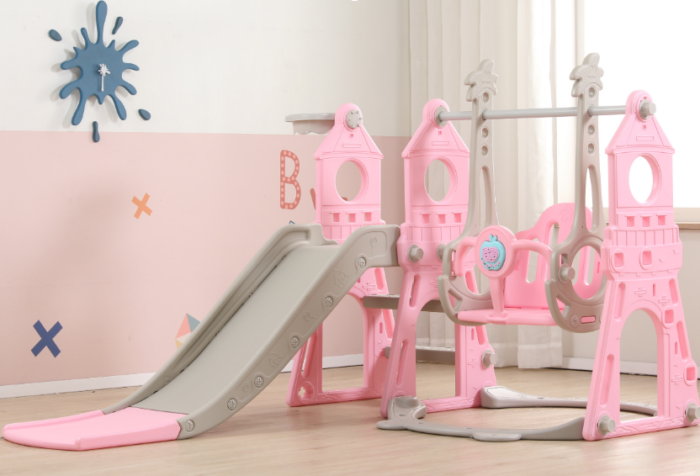 Princess-Castle-3-in-1-Slide-Swing-Play-Set.png Princess Castle 3-in-1 Slide & Swing Play Set - Image 1